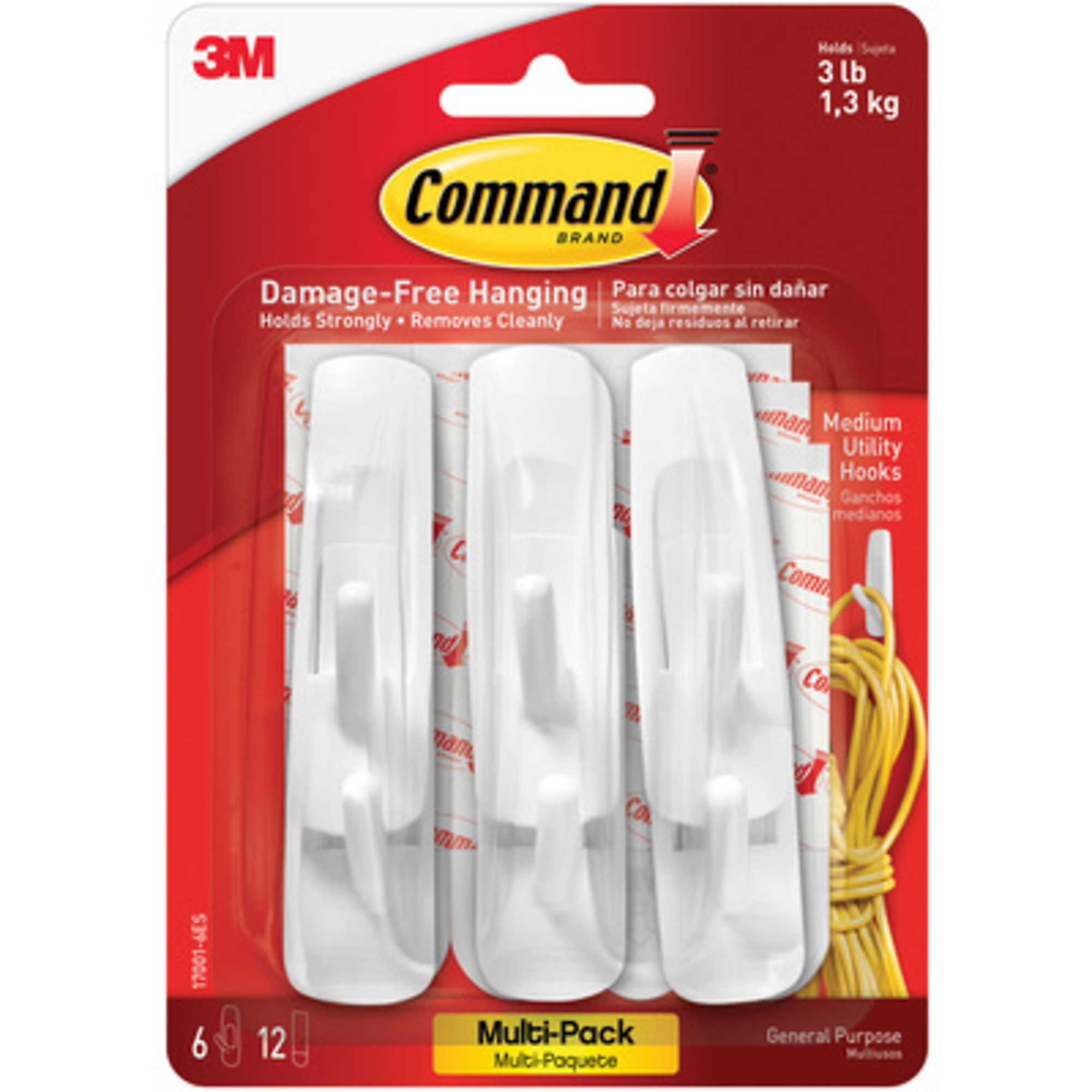3M, Command Hooks and Strips Value - Medium 1700 6/CS, Model# CHS1005